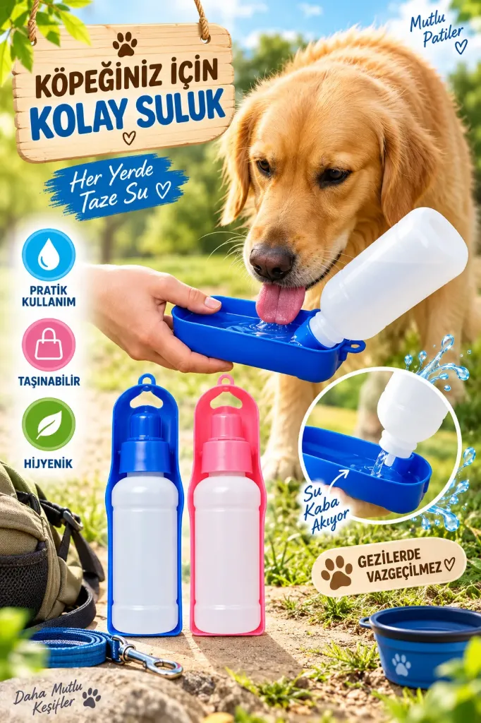 Kedi Köpek Taşınabilir Su Matarsı Suluk *60