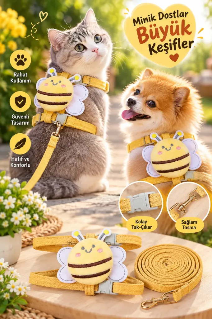 Cat Dog Walking Chest Harness Bee Model