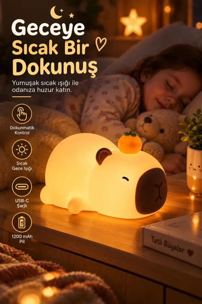 Silikon Dokunmatik Capybara Gece Lambası *100
