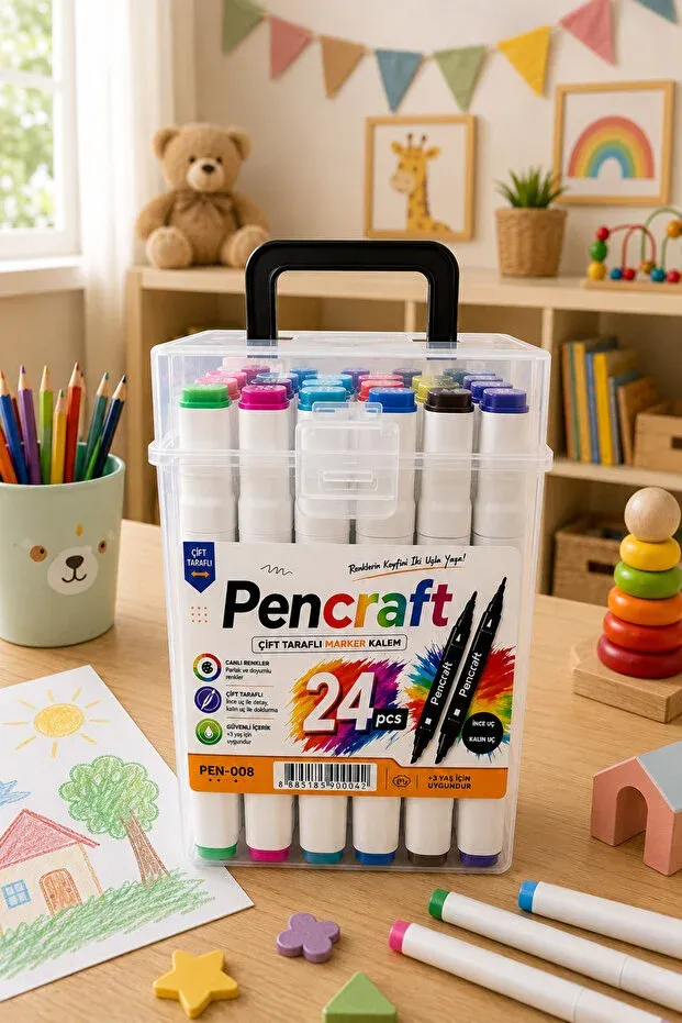 [PEN-010] 24 Lü Set Kutulu Beyaz Marker Kalem*50
