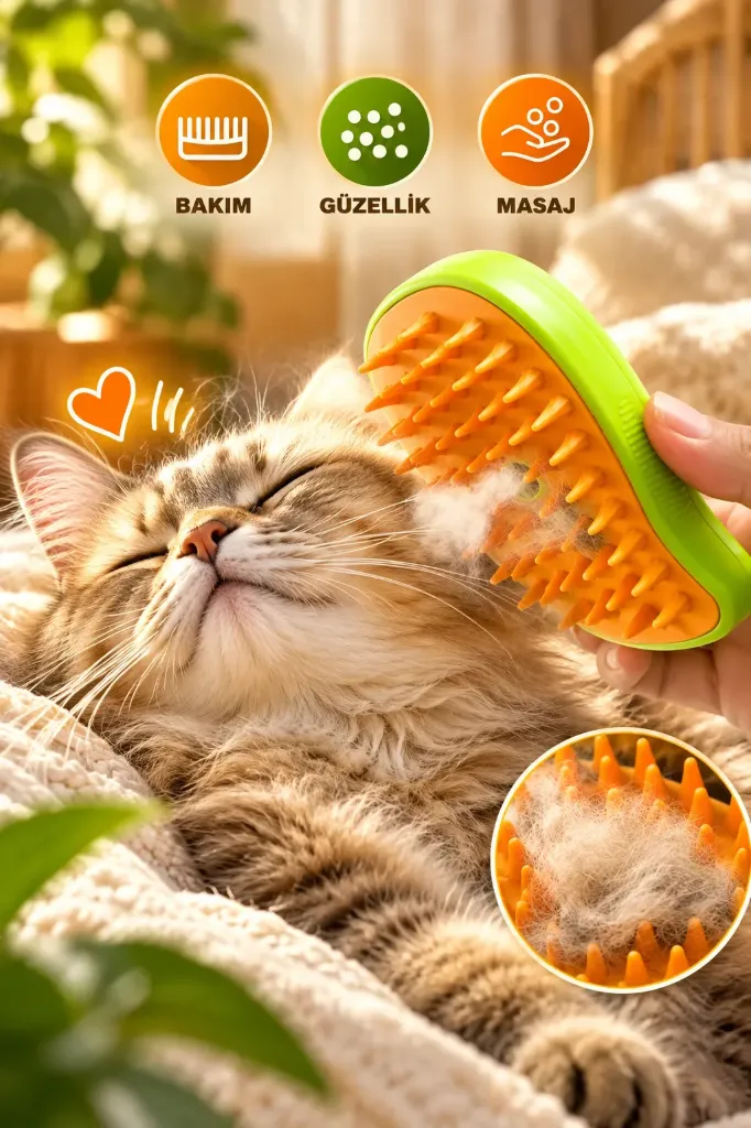 Buharlı Kedi & Köpek Tarağı Şarjlı Nemlendirici