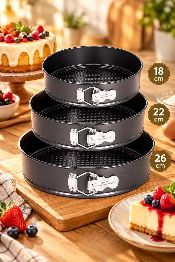 3 Lü Metal Kek Kalıbı Kelepçeli