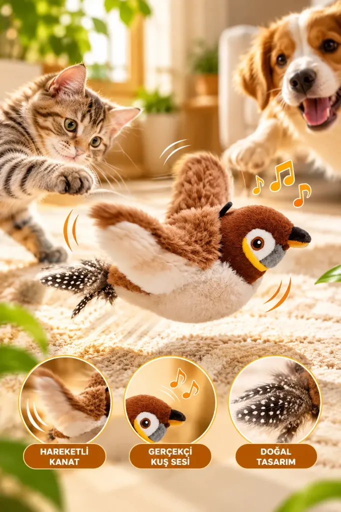 Hareketli Kuş Kedi Köpek Oyuncak