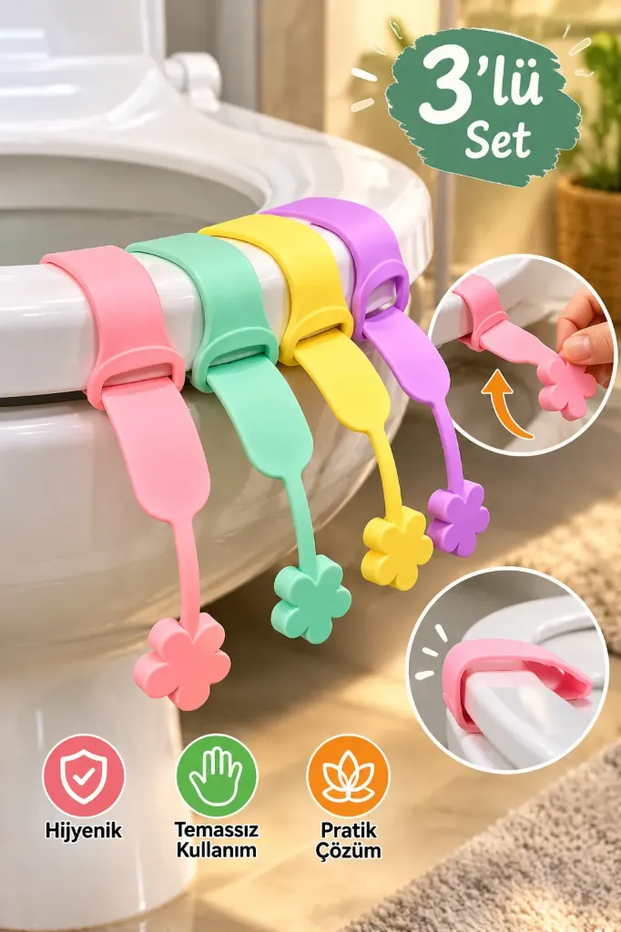 3 Lü Set Klozet Kapağı Tutucu Slikon