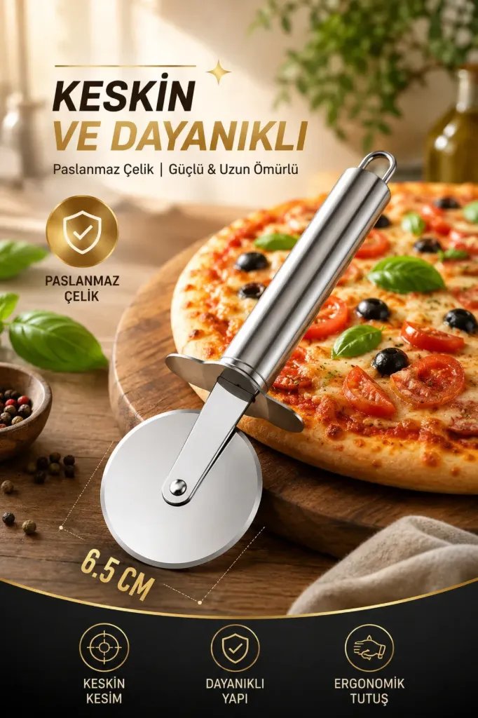 Metal Saplı Pizza Kesme Bıçağı 6.5 Cm