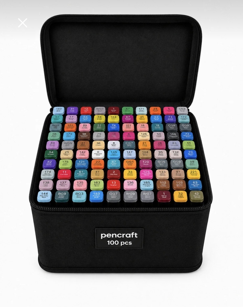 [PEN-009] 100'lü Set Çantalı Black Marker Kalem