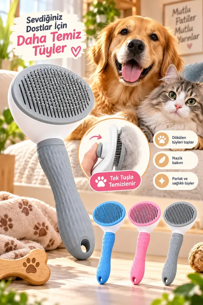 Cat&Dog Button Comb Large Size 3 Colors