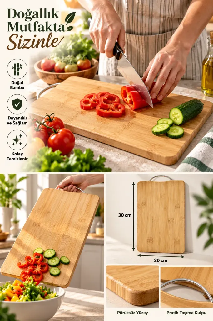 Bambu Ahşap Kesme Tahtası Küçük 30x20