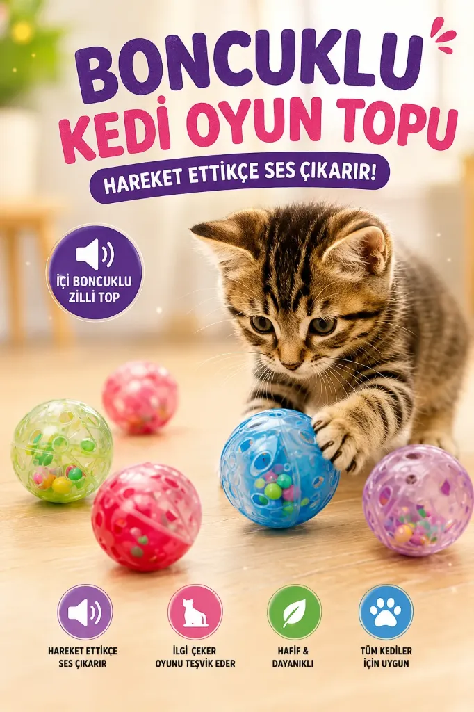 [FBS-471] Plastic Cat Play Ball 6 Piece Set
