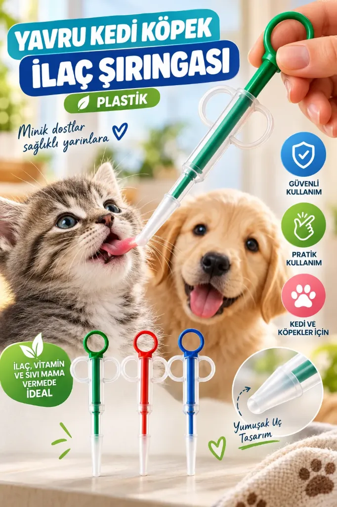 Yavru Kedi Köpek İlaç Hap Şırıngası Plastik