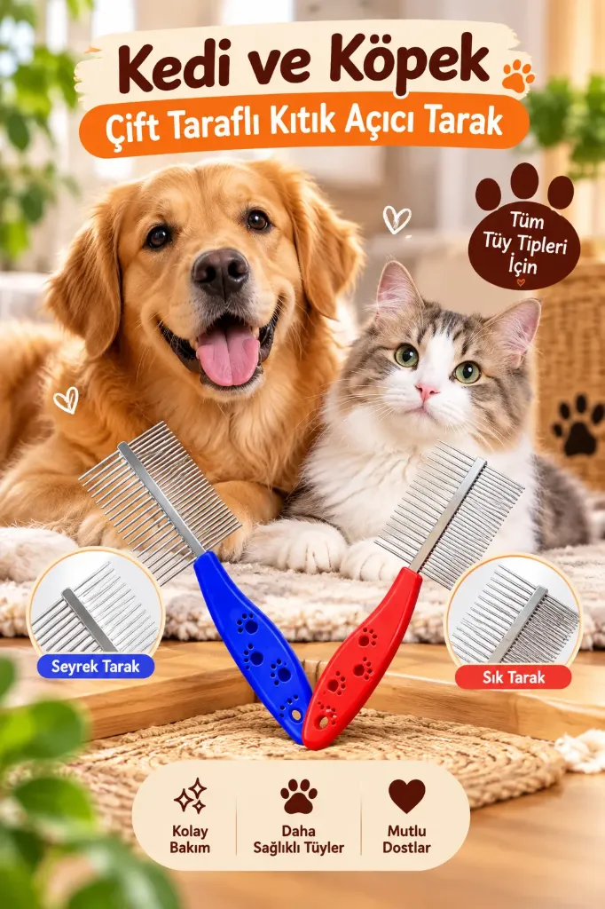 Cat Dog Tick Remover Comb Double Sided