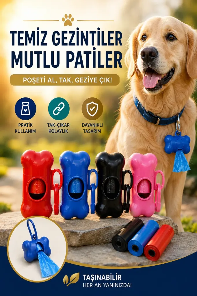 Plastik Kedi Köpek Dışkı Poşeti ve Boyunluk Kabı Set Kaka*240
