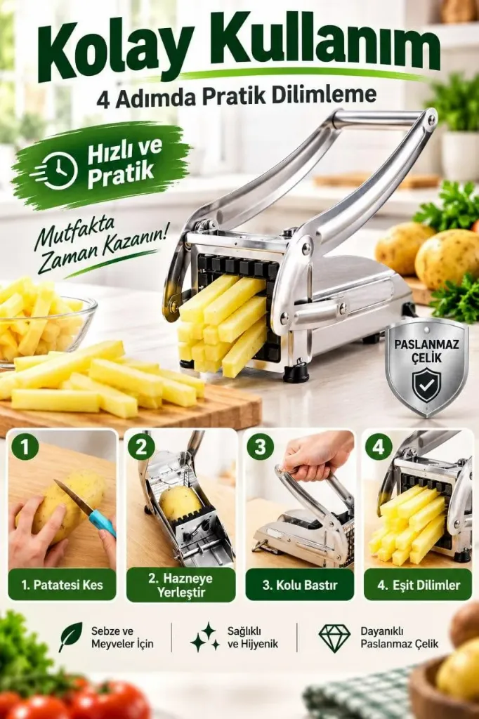Metal Döküm Patates Doğrayıcı Manuel *36