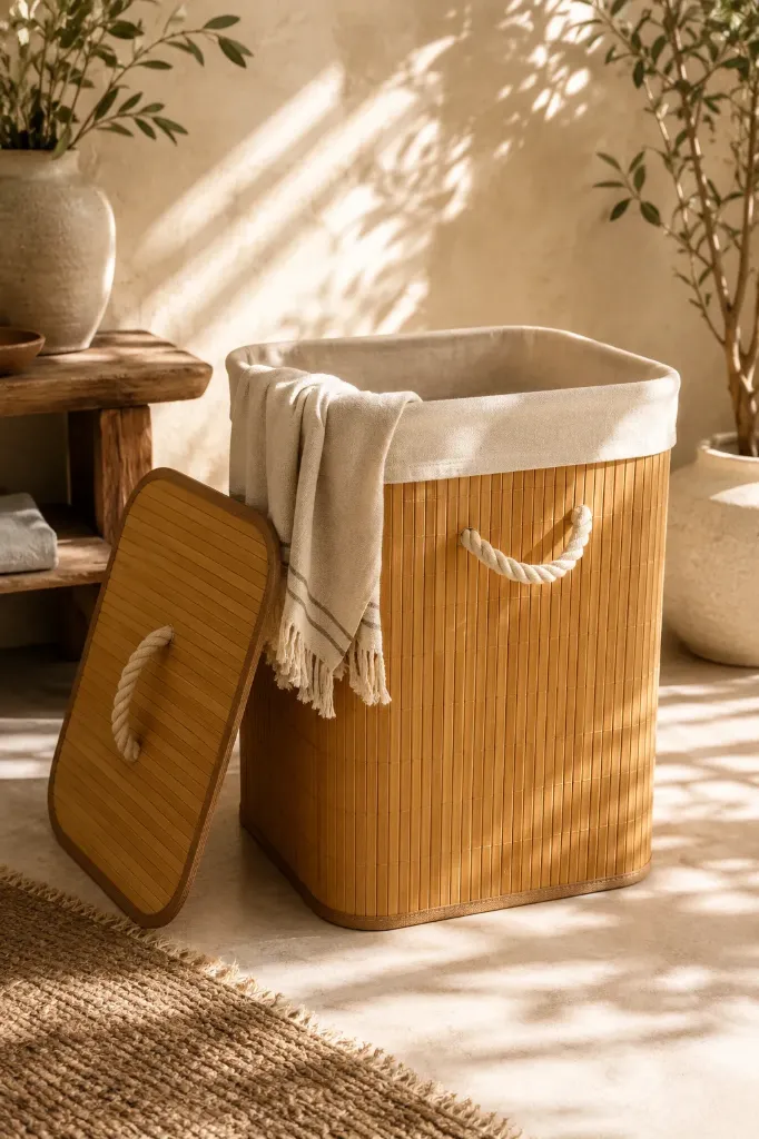 [FBS-0596] Katlanabilir Bambu Çamaşır Sepeti Kare 41x31x50 *12