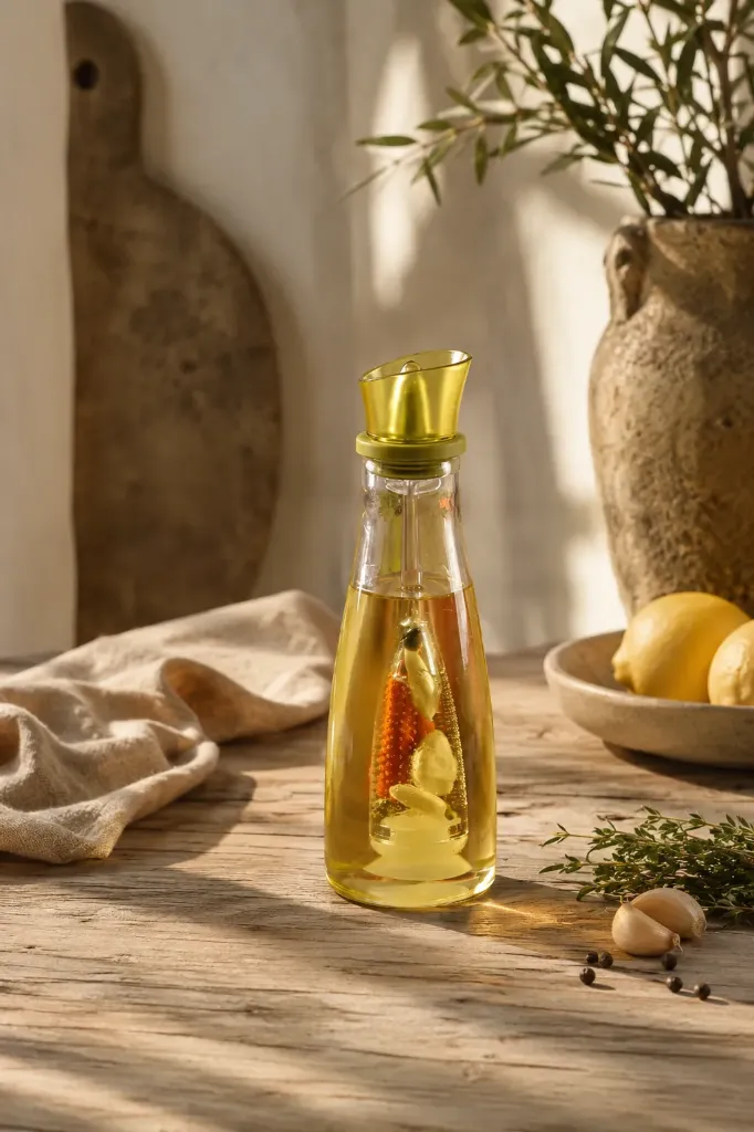 500 Ml Bitki Hazneli Cam Yağlık *30