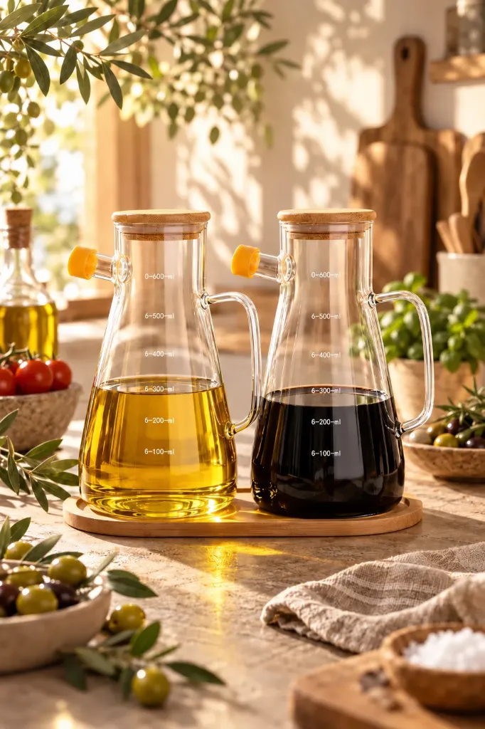 Borasilikat Bambu Kapaklı Yağlık 900 Ml *24