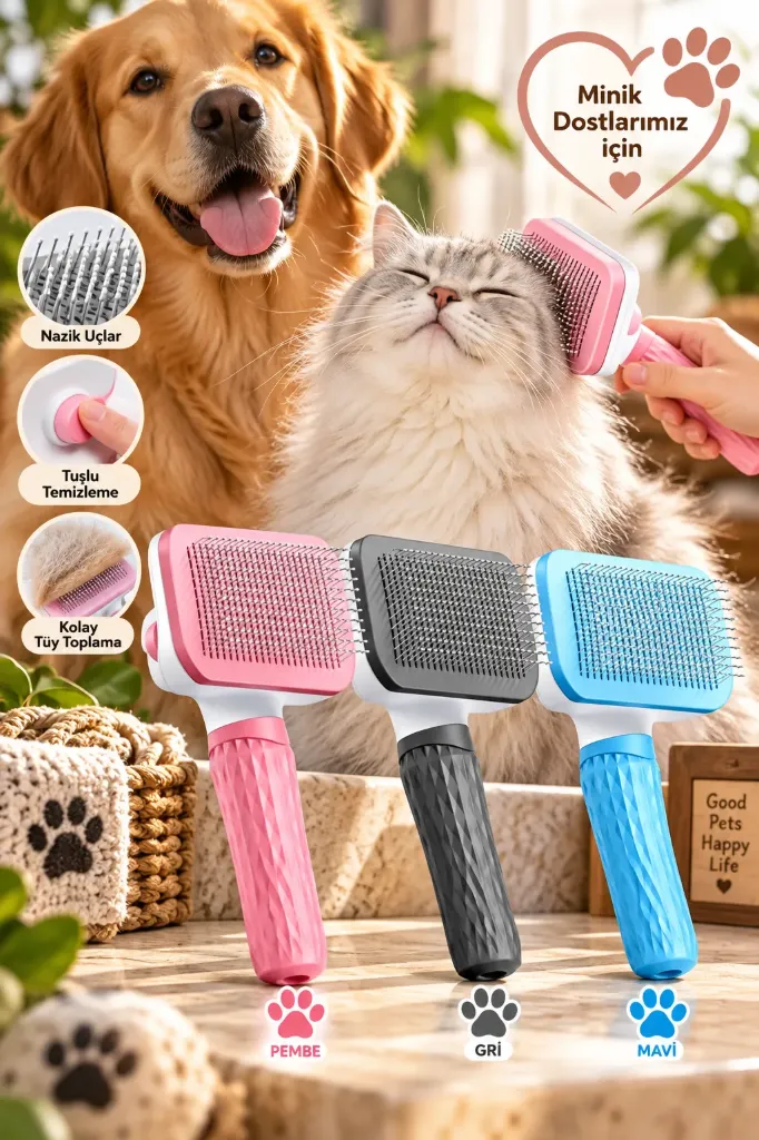 Cat & Dog Button Comb Large Square 3 Colors