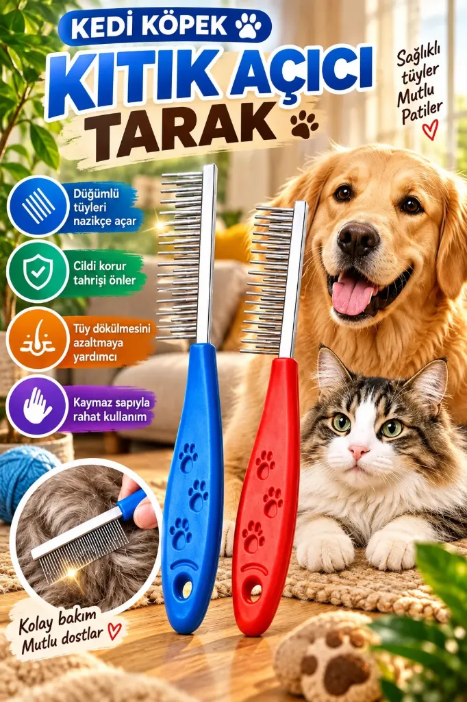 Kedi Köpek Kıtık Açıcı Tarak Küçük