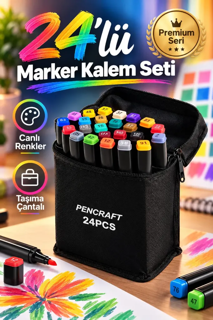 Pencraft Marker Kalem Seti 24 Lü Çantalı