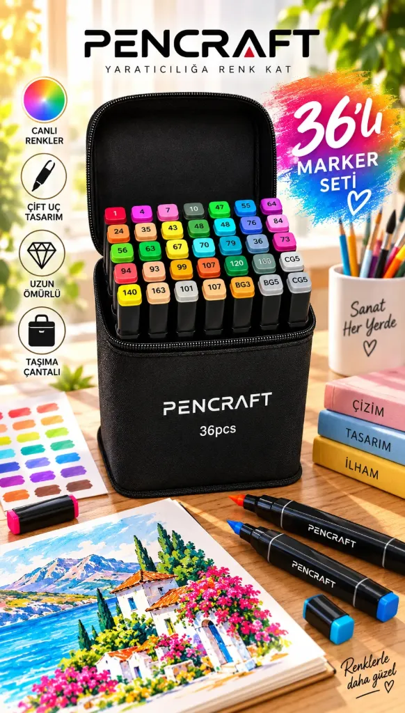 Pencraft Marker Boyama Kalemi 36 Lı Çantalı *40