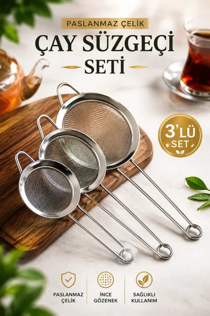 [FBS-830] 3 Lü Set Kulplu Çay Süzgeçi