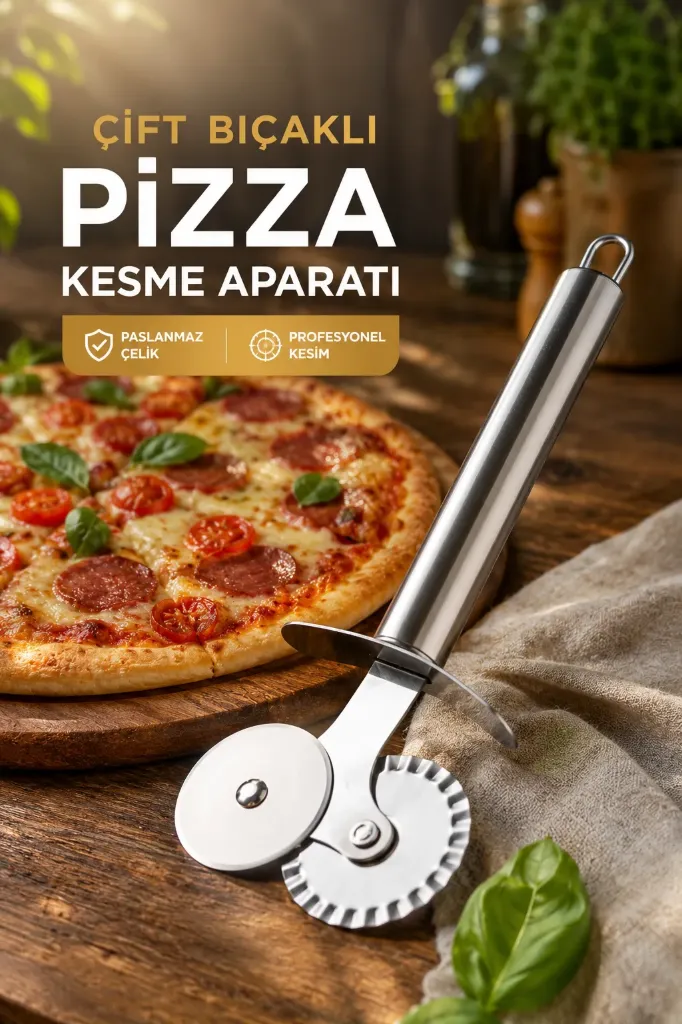 Metal Saplı Çift Bıçaklı Pizza Kesme*240