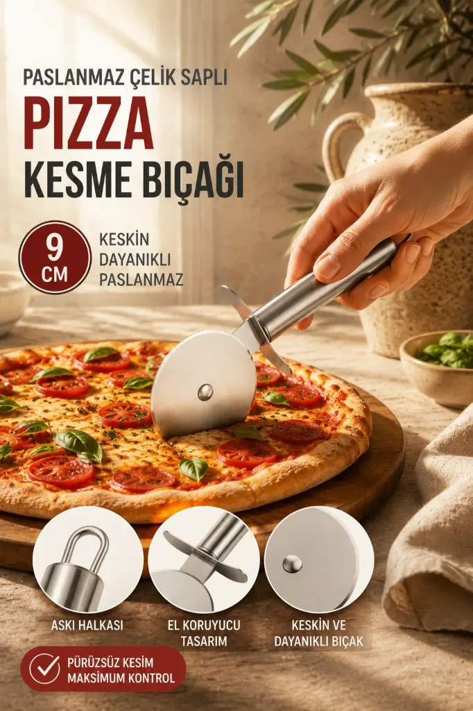 Metal Saplı Pizza Kesme  Bıçağı 9 Cm *240