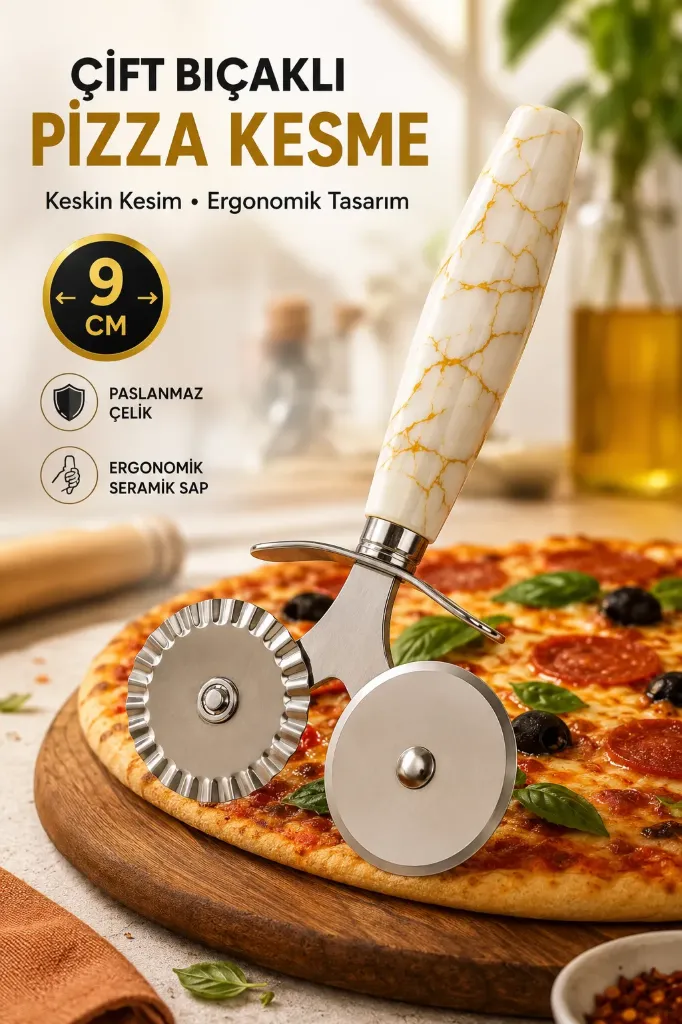 [FBS-840] Seramik Saplı Çift Bıçaklı Pizza Kesme