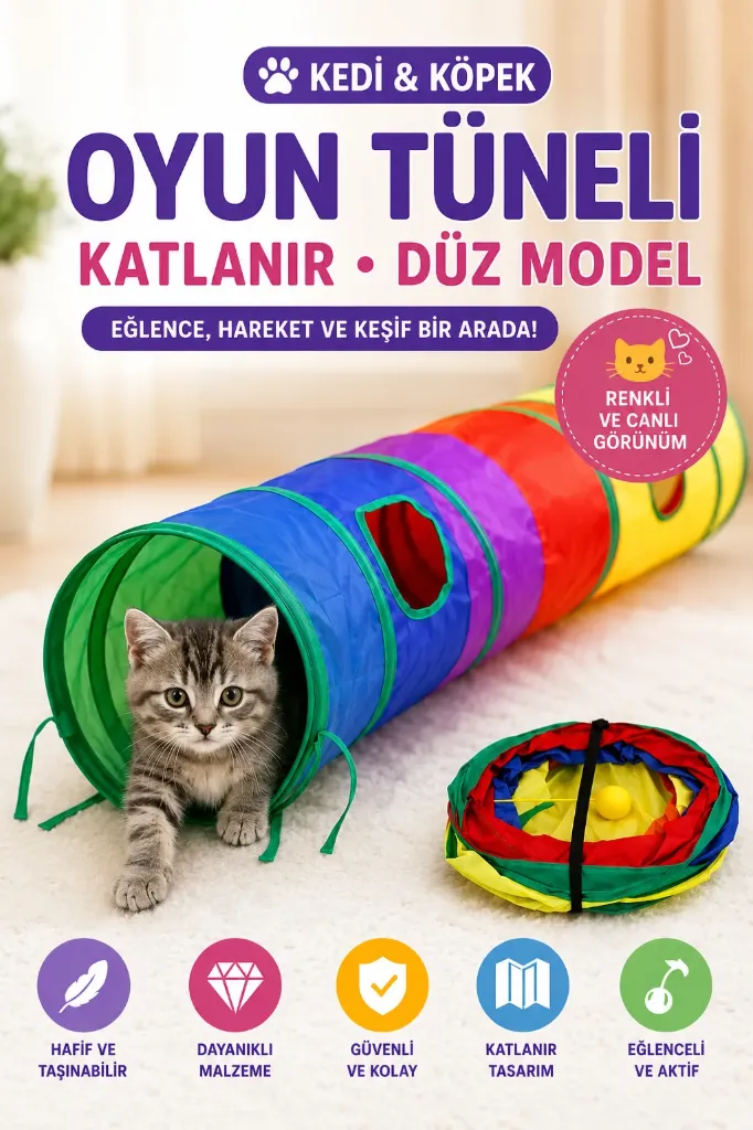 Cat Dog Play Tunnel Foldable Flat
