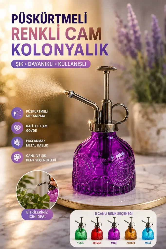 Püskürtmeli Renkli Cam Kolanyalık