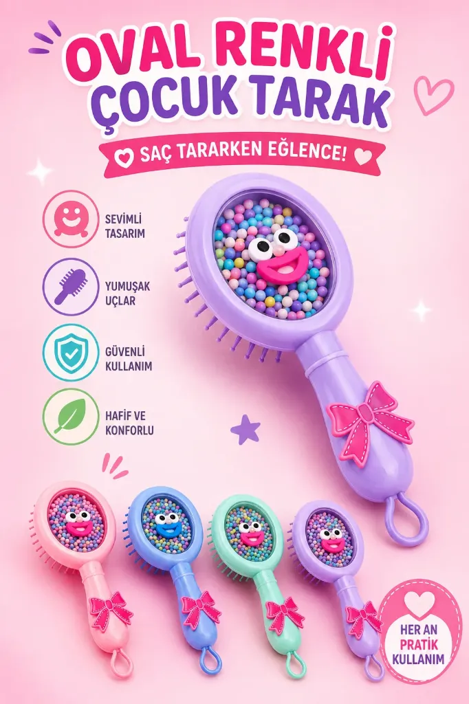 Oval Renkli Çocuk Tarak *360