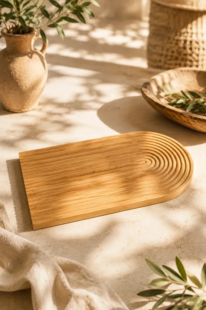 Bambu Çizgili Oval Sunumluk 33x25 *48