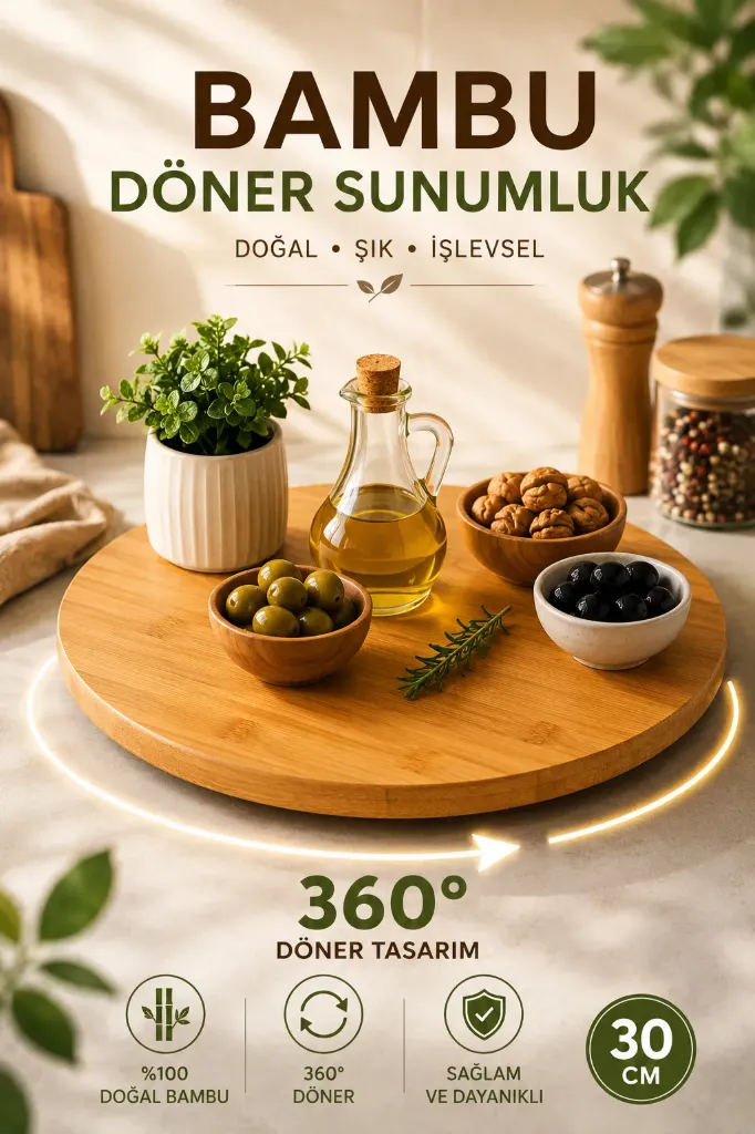 Bambu Altı Döner Sunumlul Yuvarlak 30x30*0.8