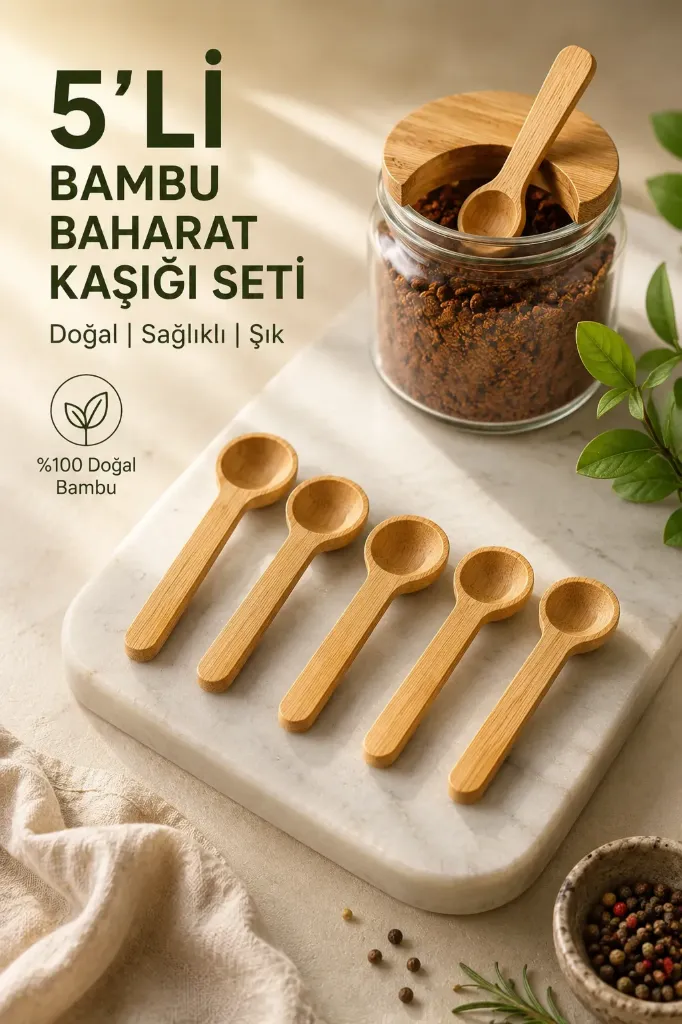 5 Li Bambu Baharat Kaşığı Yuvarlak *500