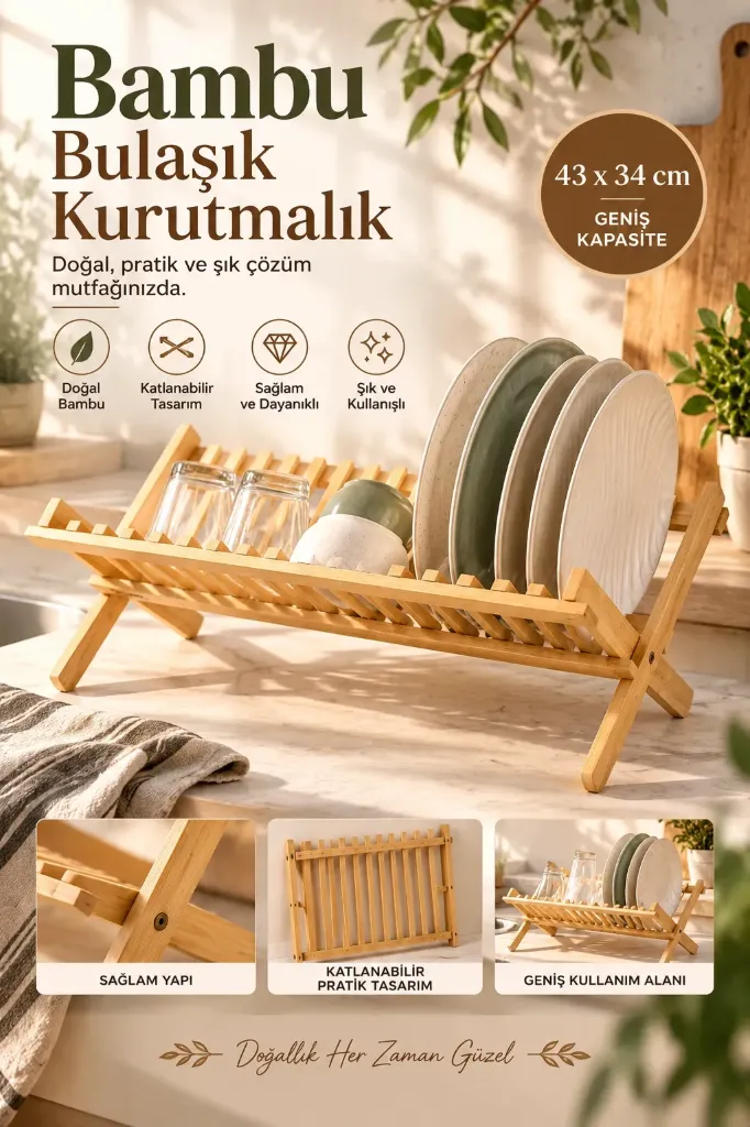 Bambu Bulaşık Kurutmalık 43x34